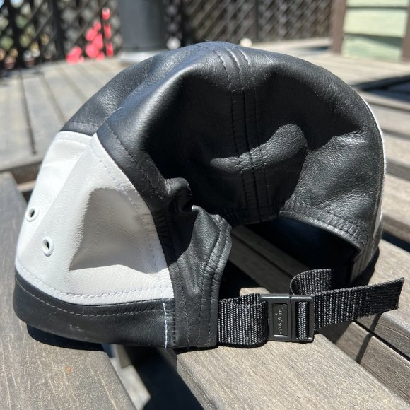 Supreme Leather Camp Cap black and white main image 3